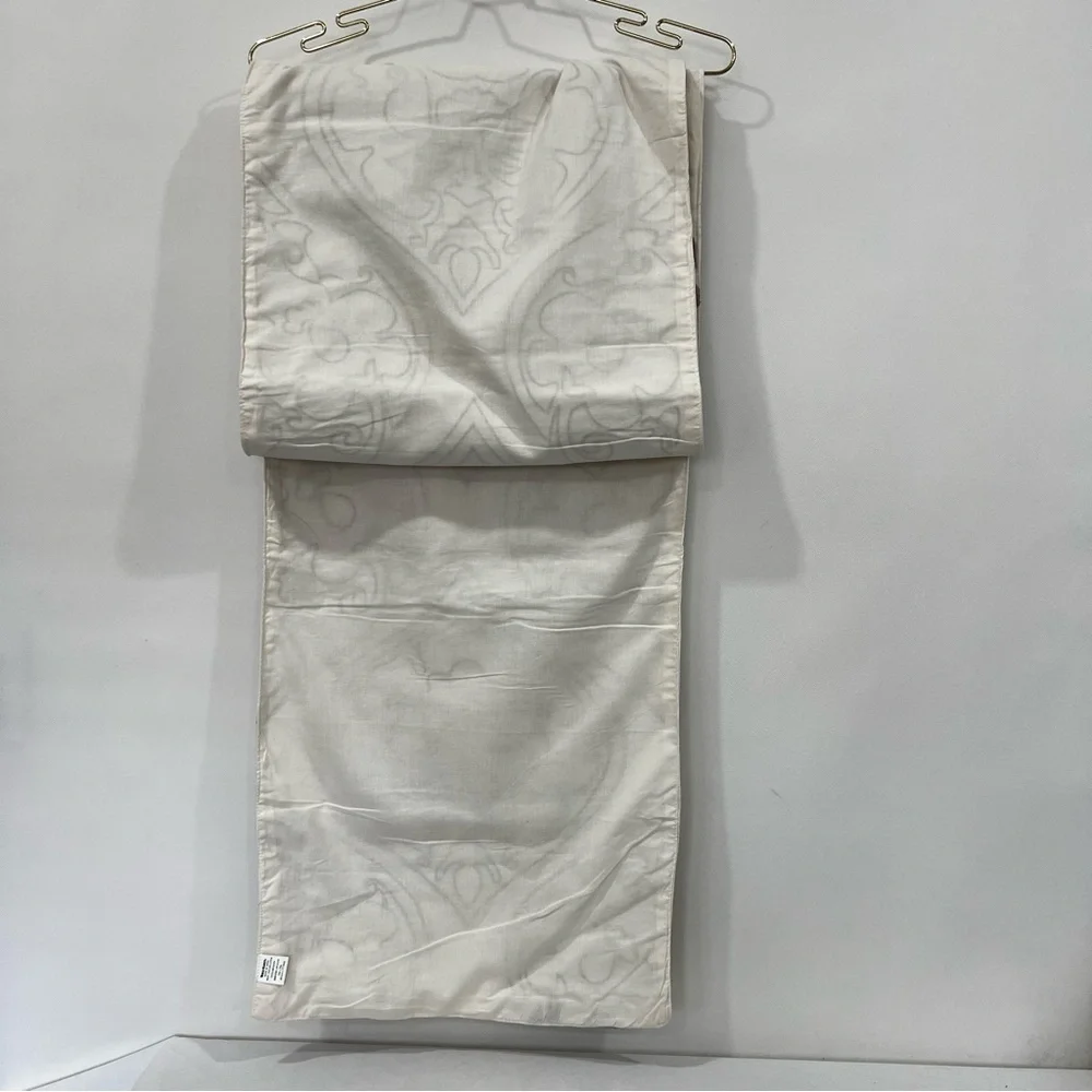 World Market Cream Cotton Brown Velvet Asymmetric Design Table Runner 70